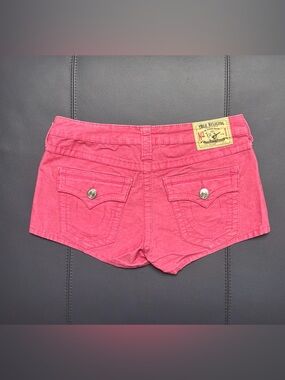 True Religion Hot Pink Denim Cutoff Shorts Y2K Low Rise